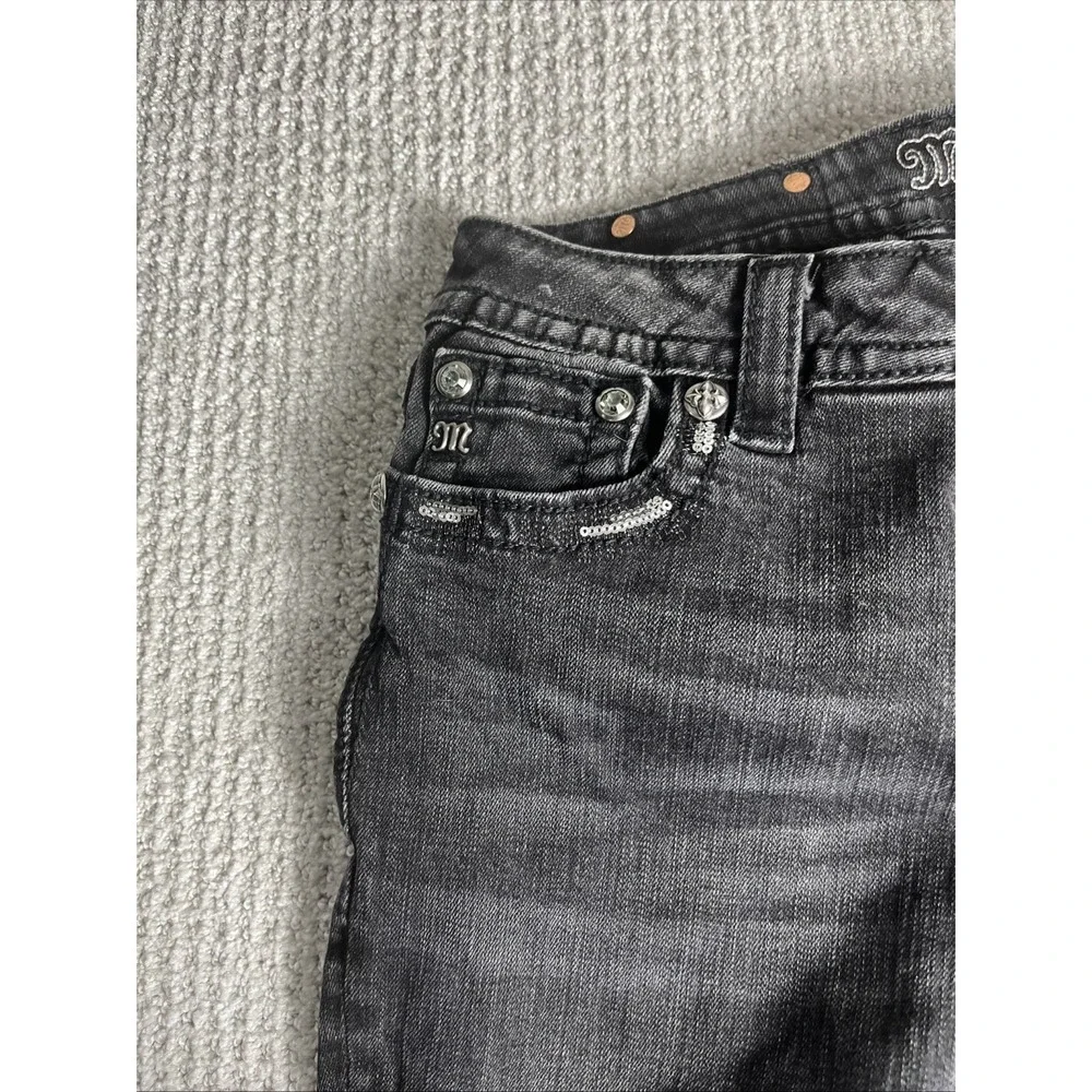 Miss Me Jeans Womens 28x30 Black Signature Skinny Embellished Pockets Bling - Picture 6 of 13
